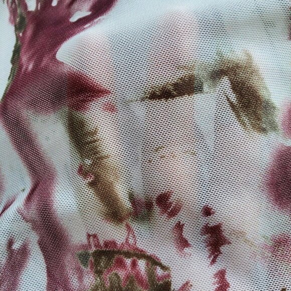 Y2K Mesh Fairygrunge Abstract Floral Camouflage Long sleeve Top M - Picture 10 of 16